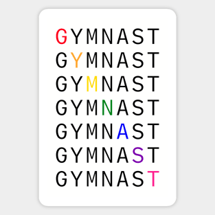 GYMNAST Rainbow Text - Black Magnet